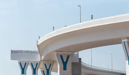 traffic interchange. Road overpass and construction of a newの写真素材