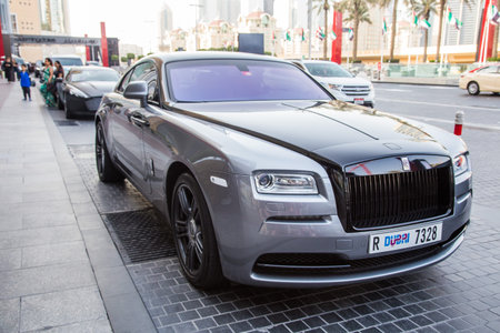 Dubai, UAE February 14, 2018: Rolls-Royce in the parking lot