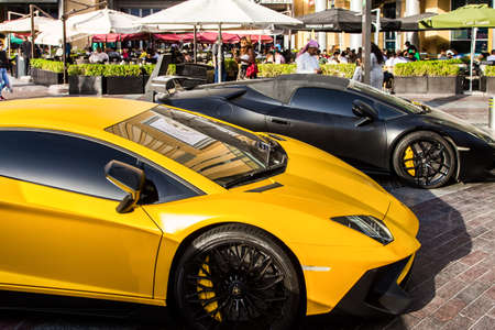 Dubai, UAE February 14, 2018: Lamborghini in the parking lotのeditorial素材