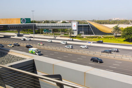 Dubai, UAE February 14, 2018: road junctions on the city freeway