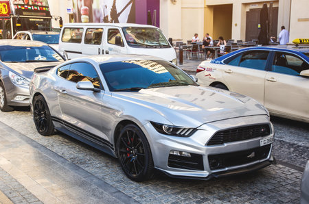 Dubai, UAE February 19, 2018: Ford Mustang in the parking lot