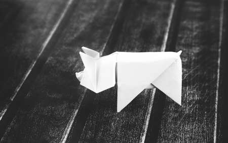 Chinese Zodiac Sign Year of Pig, Red paper cut pig, Happy New Year 2019 year.の写真素材