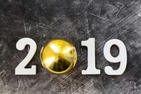 layout New Year's view on. Figures 209, presents, cones, Christmas decorations, new year at the office. plans, goals. free space for textの写真素材