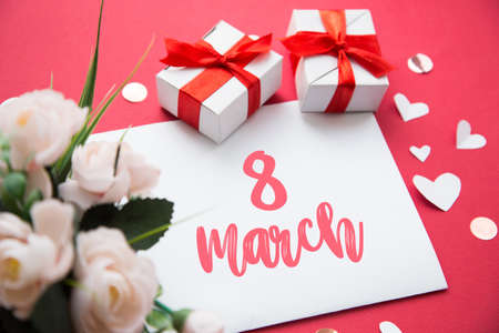 happy womans day 8 march. flatlayの写真素材