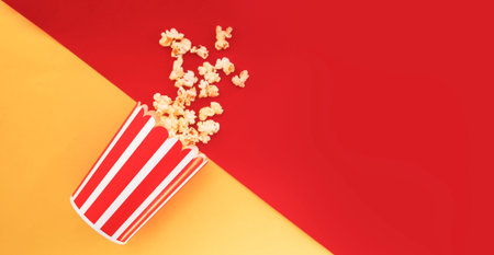 Cinema party concept. pop corn in a red