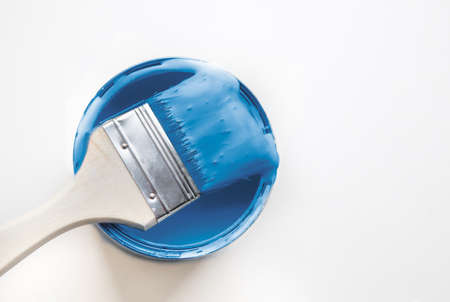 House renovation, paint can. copy space,classic blue. Color of the year 2020の写真素材