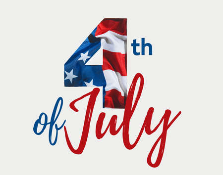 Happy 4th of July. American flag in numeral 4. america independence day. isolated.の写真素材