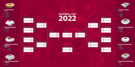 Football 2022 tournament final stage, vector stock illustration with stadions.のイラスト素材