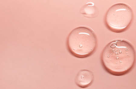 Close up Clear liquid cosmetic product. Gel texture with bubbles, skin care prodictの写真素材