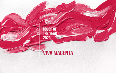 paint brush stroke on white background, magenta colorの写真素材