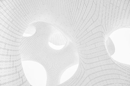 abstract spiraling handrail of a modern design building