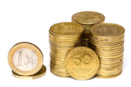 Euro and ukrainian moneyの写真素材