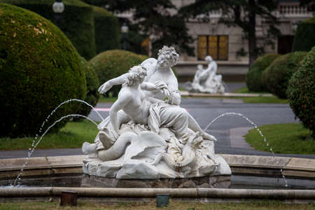 Maria Theresian Platz fountain detail in Vienna Austriaの写真素材