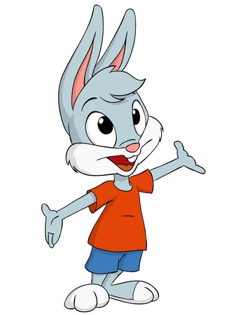 Cartoon easter rabbit isolated on white background  Vector illustration のイラスト素材