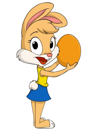 Cartoon easter cute lovely bunny girl with egg  Vector illustration のイラスト素材