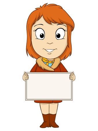 Cartoon young woman with empty board  Vector illustration のイラスト素材