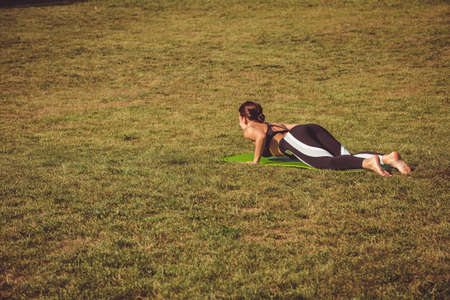 girl doing yoga and sportsの写真素材
