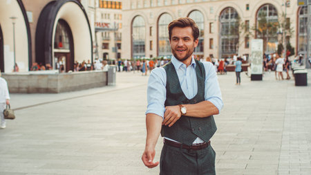 businessman working walking around the city