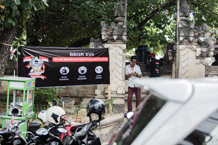 Bali, Indonesia august-17 th 2020. independence day. social events on the beach in kuta. kite...