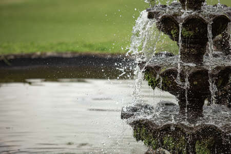 A waterfall coming out of the waterの写真素材