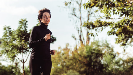 beautiful girl running in the park