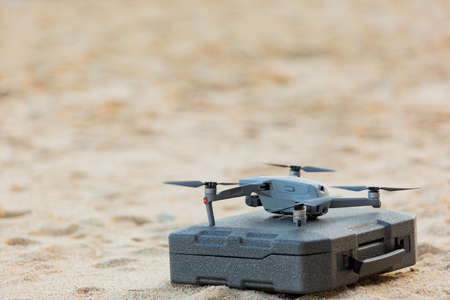 the drone is on the launch padの写真素材