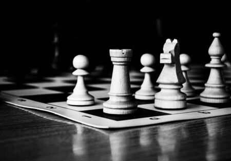 Chess with dark background.の写真素材