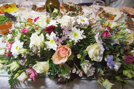 Wedding flowers display on the table.の写真素材