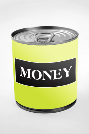 Money word on can label