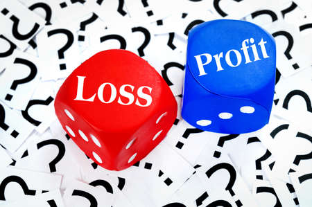 Loss or Profit word on question mark backgroundの写真素材