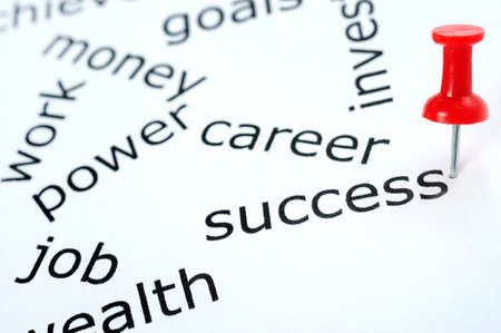 Success word pinned on paperの写真素材