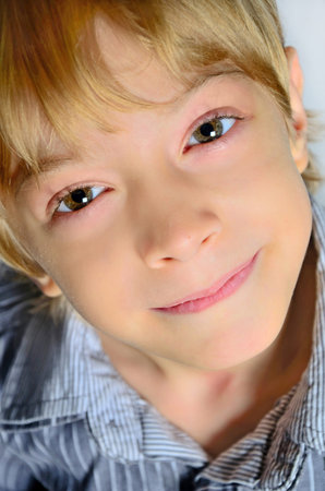 closeup of adorable young boy smiling