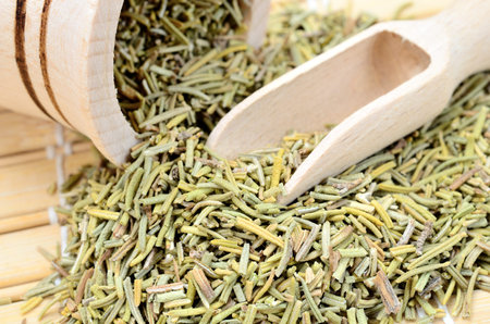 rosemary on wooden table