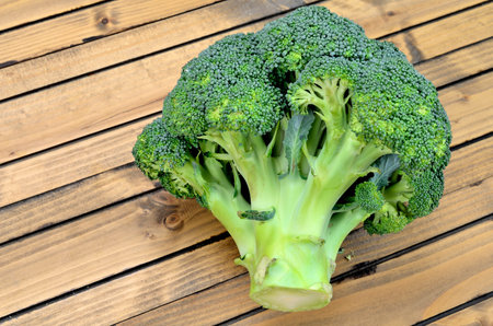 broccoli on wooden table