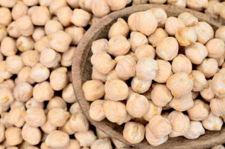 chickpea on wooden table