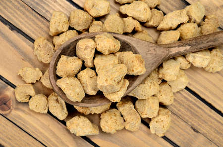 soya textured on wooden tableの写真素材