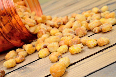 yellow corn on wooden table
