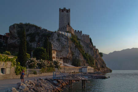 The castle of Malcesine on Lake Gardaのeditorial素材