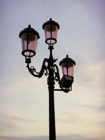 Lantern with purple glass panesの写真素材