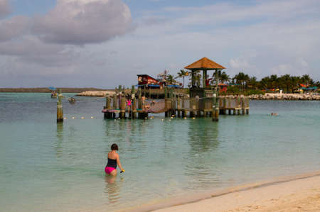 Beach Bahamas waterslide tourist shore splashingのeditorial素材