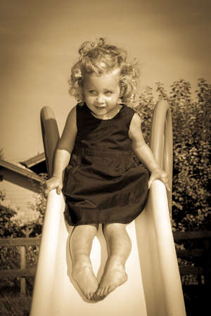 small girl on Slideの写真素材
