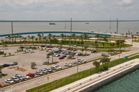 Cruise terminal parking bridge Peninsula Park car parkの写真素材