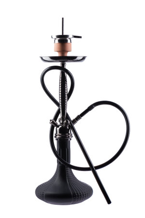 Modern hookah isolated on white background. Eastern smokable water pipe smoking on white background....