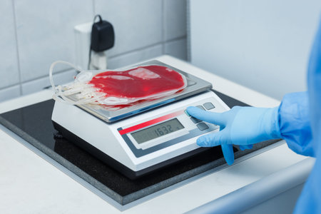 Laboratory balances. Sample weighing to estimate the cord blood volume