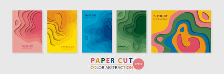 Vector vertical and horizontal multicolored 3D abstract A4 templates for various kinds of printed productsのイラスト素材