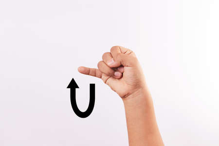 Letter J of the alphabet of sign language isolated on white backgroundの写真素材