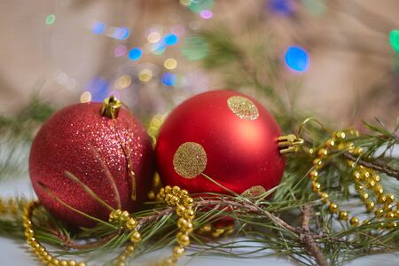 Christmas ball on abstract backgroundの写真素材