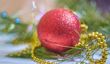 Christmas ball on abstract backgroundの写真素材