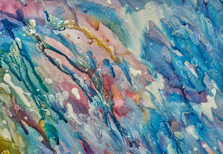 Space abstract background. Watercolor background combined with acrylic. Marble texture. Contemporary...