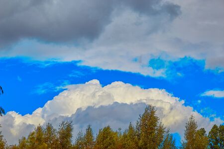 Blue sky with white clouds in autumn dayの写真素材